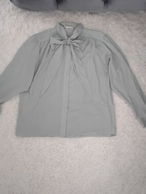 Evan Picone Light Sage Bow Tie Blouse - Women's